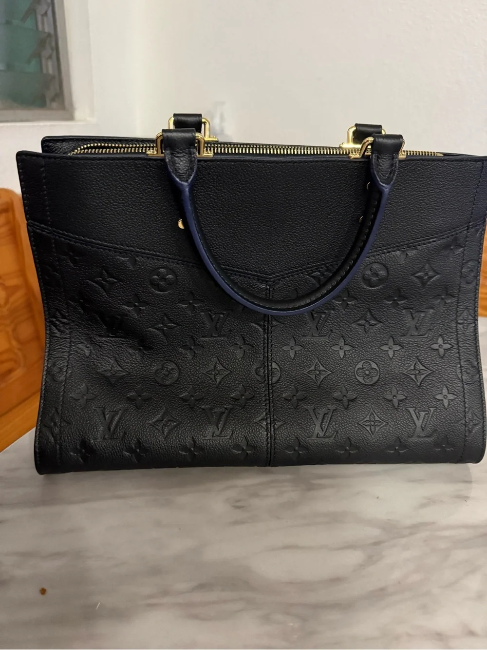 Louis Vuitton Three MM M54273 Monogram Empreinte Noir Tote Shoulder Bag Ladies